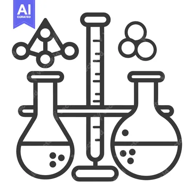Aset desain premium: Simple line art image of chemistry science laboratory equipment
