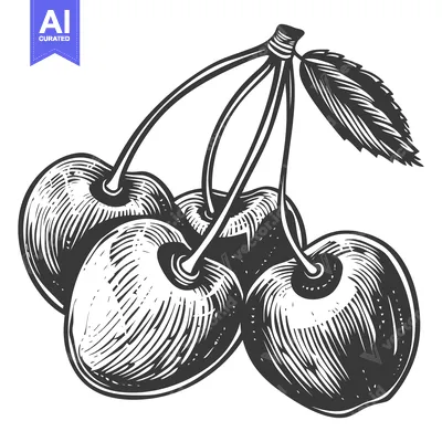 Popular premium asset: Illustration shows a bunch of cherries with stems and a leaf