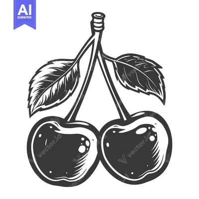 Aset premium populer: Detailed image presenting a pair of cherries on a single stem
