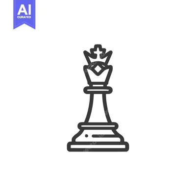 Aset premium populer: Minimalist King Chess Piece Line Art on White Background