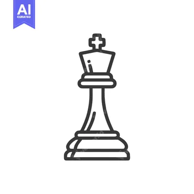Aset desain premium: Minimalist King Chess Piece Icon with Bold Outline on White Background