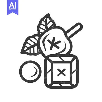 Aset premium populer: An illustration featuring nuts leaves and gemstone like shapes