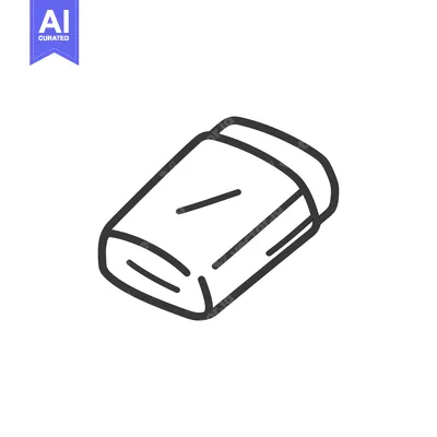 Premium design asset: An illustrated black and white representation of an eraser
