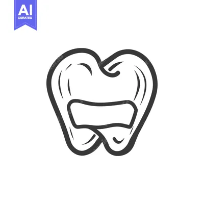 Aset premium populer: Simple black and white line art illustration of human tooth