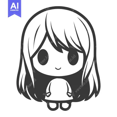 Aset premium populer: A simple cartoon illustration depicting a small cute character design