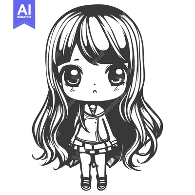 An adorable anime style character illustration of a young girl