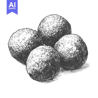 Premium design asset: Four Round Chocolate Truffles Close Up Illustration