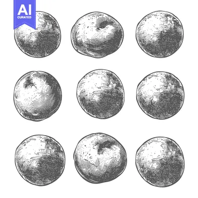 Popular premium asset: Nine Detailed Engravings of Apples Showcase Their Texture