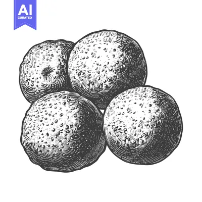 Aset premium populer: A Detailed Ink Drawing of Four Limes