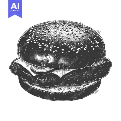 Aset desain premium: Delicious Sesame Seed Burger Illustration