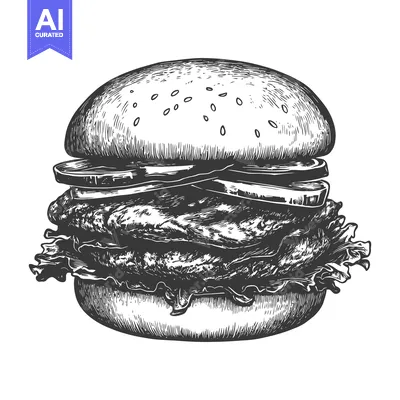 Premium design asset: Delicious Hand Drawn Burger Illustration Showing Fresh Ingredients