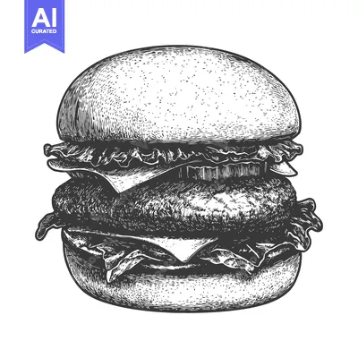 Aset premium populer: Delicious Double Patty Burger with Lettuce and Cheese
