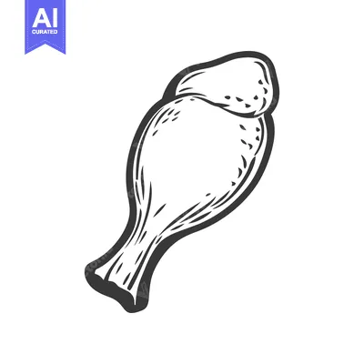Aset premium populer: Detailed black and white drawing of a chicken drumstick