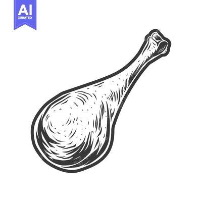 Aset premium populer: An isolated monochrome illustration depicts a drumstick on a white bac