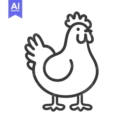 Aset premium populer: A simple illustration depicting a chicken animal in black and white