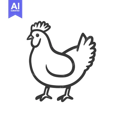 Premium design asset: A simple line drawing of a standing farm chicken