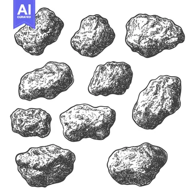 Aset desain premium: A Collection Of Hand Drawn Irregular Rocks