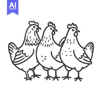 Popular premium asset: Three stylized chickens depicted in a simple black line drawing