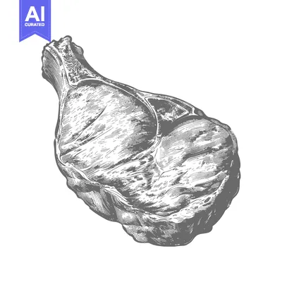 Popular premium asset: Detailed illustration of a prime rib steak cut