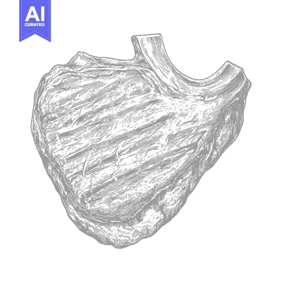 Aset desain premium: Grilled Ribeye Steak Bone In Detailed Illustration