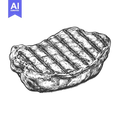 Aset premium populer: Grilled Steak Hand Drawn Illustration
