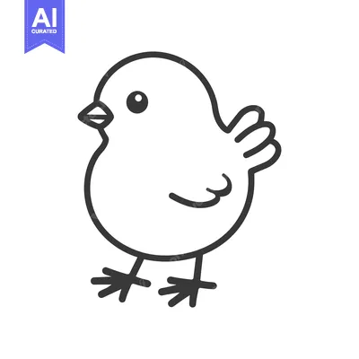 Premium design asset: A simple illustration showing a cute small chick standing upright
