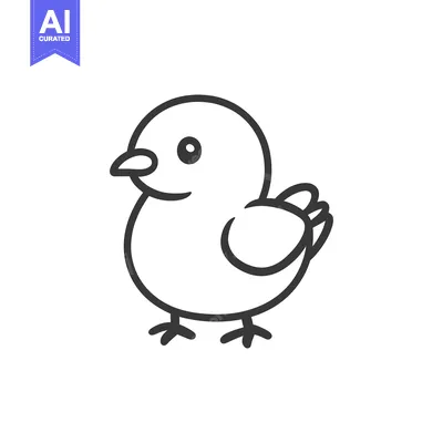 Aset desain premium: A simplistic graphic illustration of a small baby bird stands still