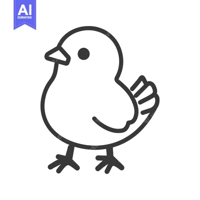 Aset premium populer: An adorable line drawing of a small stylized bird