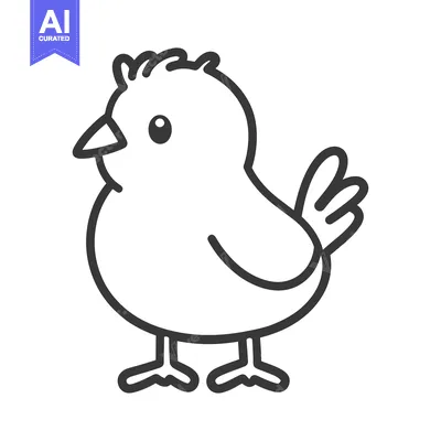 Aset premium populer: A simple outline illustration of a small standing bird
