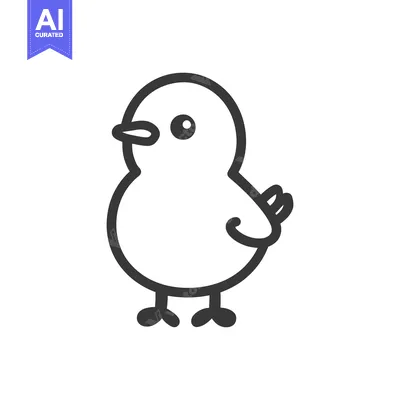 Aset desain premium: A Simple Black and White Outline of a Small Bird