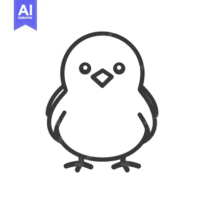 Aset premium populer: A simple line drawing of a small and cute chick bird
