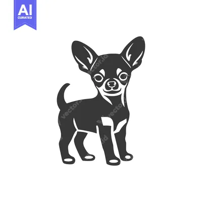 Aset premium populer: A small standing dog with pointed ears in a simple graphic