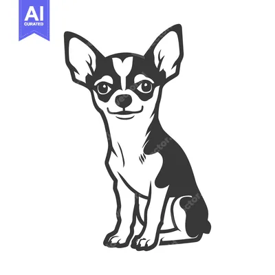 Aset desain premium: A Small Cute Dog Sitting Upright Against A White Background