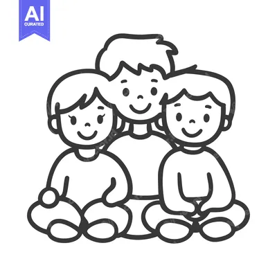 Popular premium asset: Three children sitting closely together and smiling happily at the vie