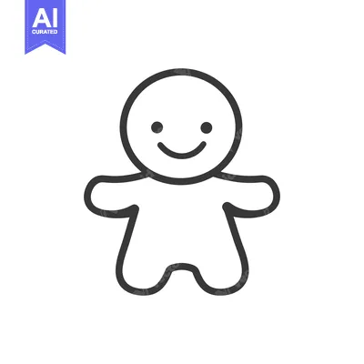 Aset premium populer: A friendly and simple black and white outlined gingerbread person figu