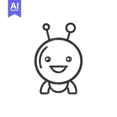 Premium design asset: A friendly alien creature with antenna and big smiling face