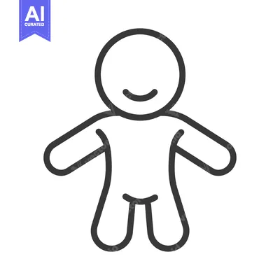 Aset desain premium: A simple line drawing depicting a cheerful gingerbread person
