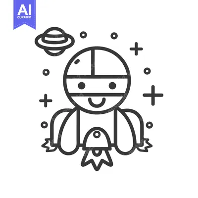 Premium design asset: A cartoon astronaut flying through space with a friendly expression
