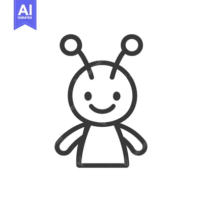 Aset premium populer: A cheerful cartoon character with two antenna and smiling face