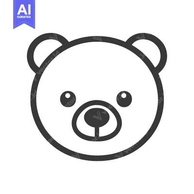 Aset premium populer: A simple cartoon illustration of a teddy bear face
