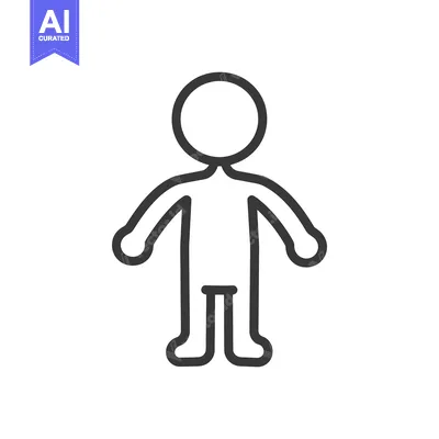 Aset desain premium: Simple line art illustration of a standing human figure