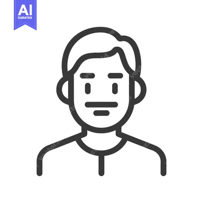 Aset premium populer: A simplified line drawing portraying a man in portrait style