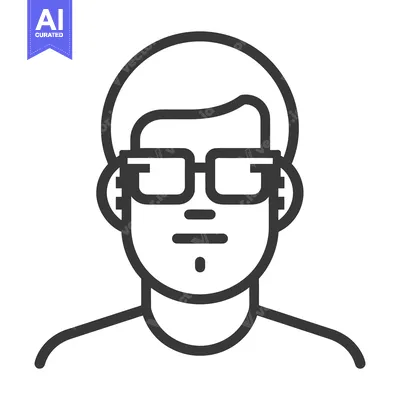 Premium design asset: A simple graphic illustration of a human face wearing glasses