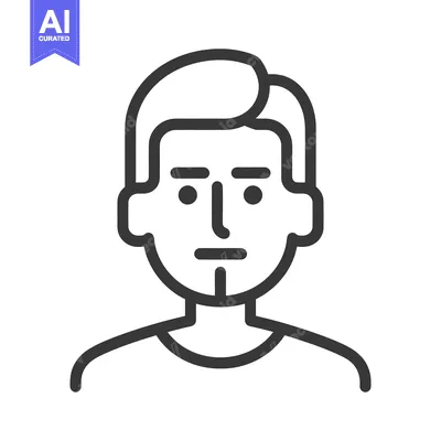 Popular premium asset: A simple line drawing portraying the front view of a male face