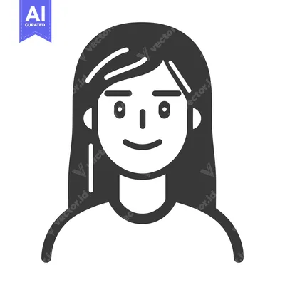 Premium design asset: A graphic depiction of a young woman with long hair