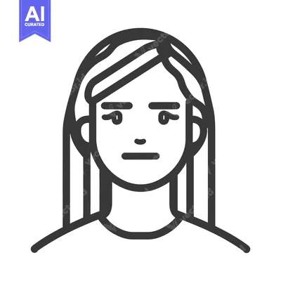 Aset premium populer: A simple minimalist outline of a woman with straight hair