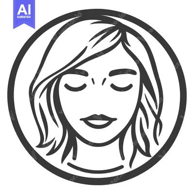 Premium design asset: A Simple Black And White Illustration Of A Calm Woman