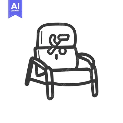 Aset premium populer: An illustrated black and white depiction of an armchair with golf item