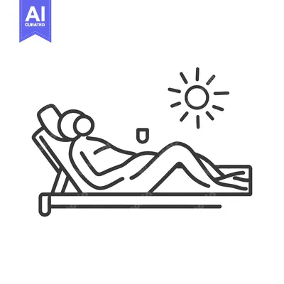 Aset desain premium: Person relaxing on a lounge chair with the sun overhead on a sunny day