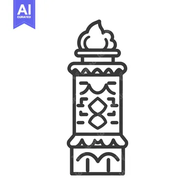 Aset desain premium: Detailed black and white depiction of an artistic structure column